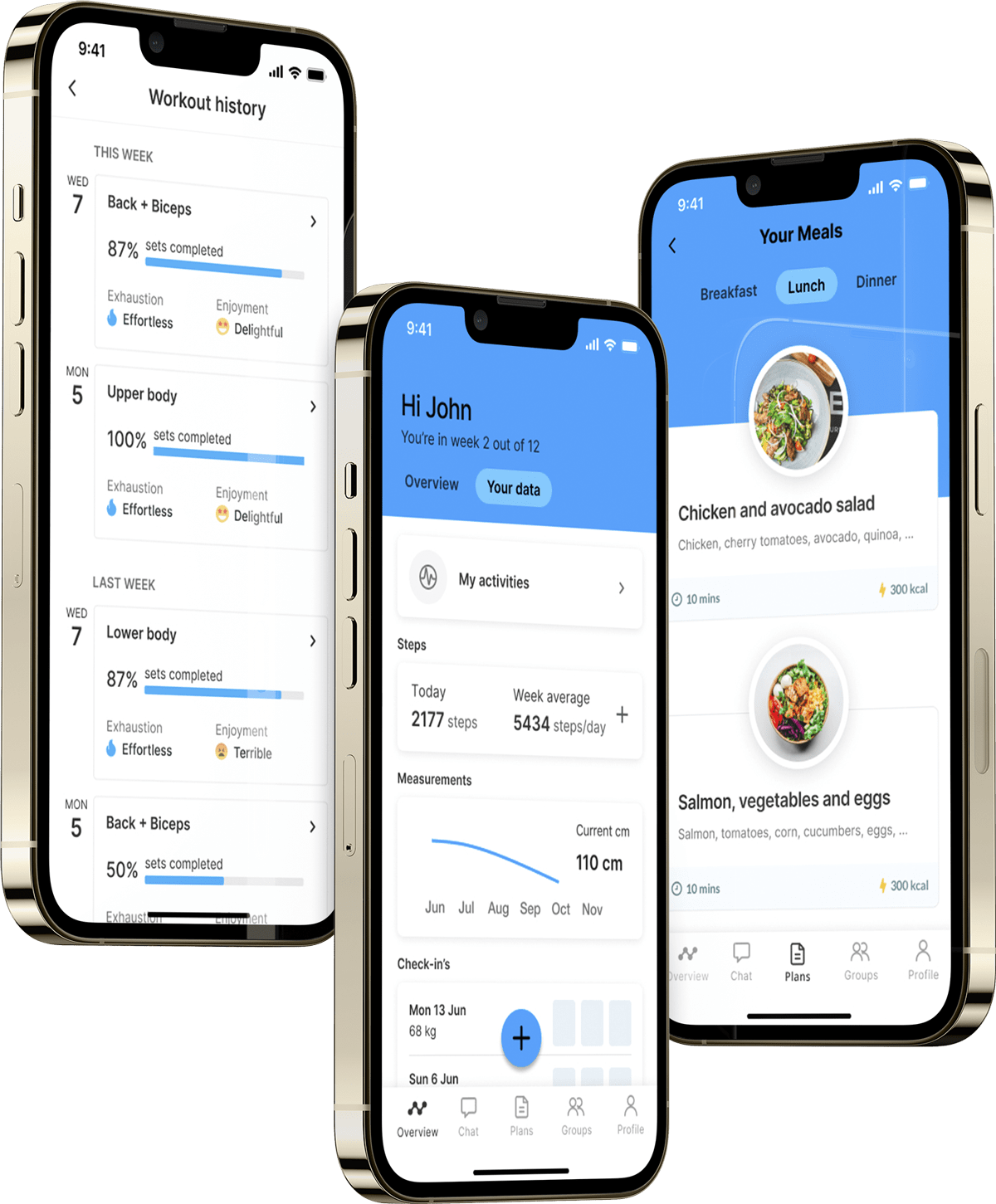 A mockup of the coaching app showcasing the features.